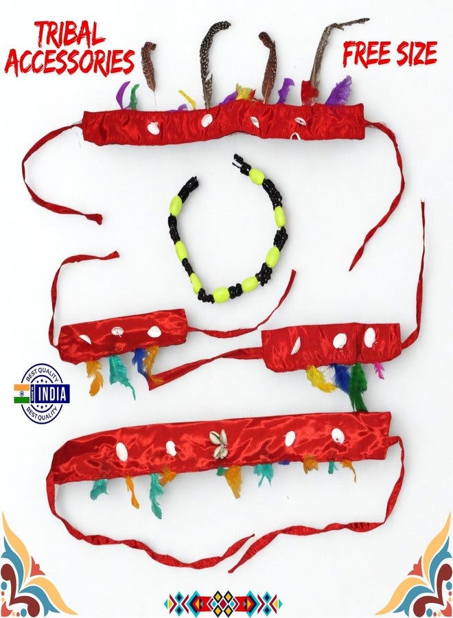 كاكو فانسي دريسيس مجموعة إكسسوارات قبلية للأطفال من كاكو فانسي دريسز - طقم عصابة رأس وقلادة وسوار تقليدي للأزياء التنكرية - Image 2